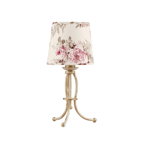 Veioza shabby chic ecru abajur textil model floral 1xE27/60W Sara 1286 Jupiter