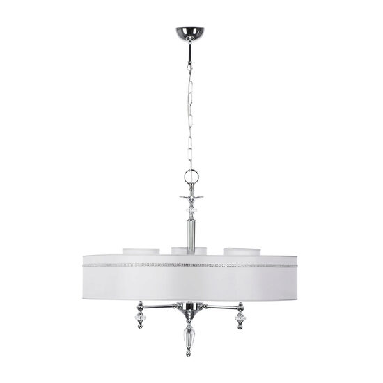 Candelabru modern elegant abajur tesatura gri cristale 3xE27/60W Hilton 1424 Jupiter