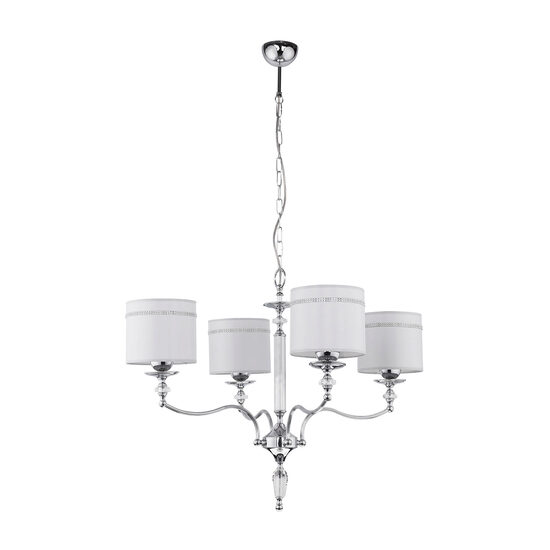 Candelabru modern elegant abajur tesatura gri cristale 4xE27/60W Hilton 1425 Jupiter