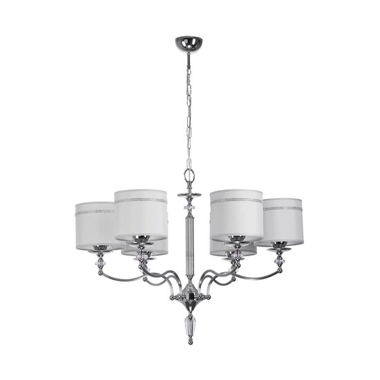Candelabru modern elegant abajur tesatura gri cristale 6xE27/60W Hilton 1426 Jupiter