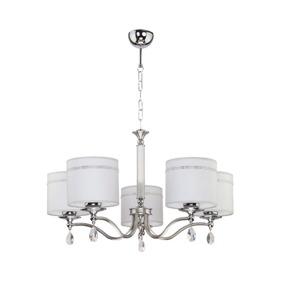 Candelabru modern elegant abajururi textile gri cristale 5xE27/60W Julia II 1527 Jupiter