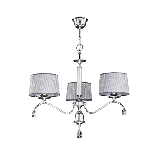 Candelabru modern cristale abajururi textile gri 3xE27/60W Egida 1603 Jupiter