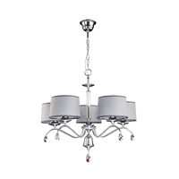 Candelabru modern cristale abajururi textile gri 5xE27/60W Egida 1604 Jupiter