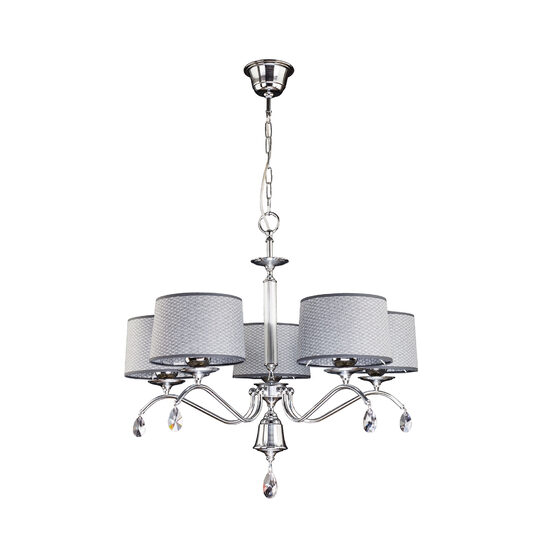 Candelabru modern cristale abajururi textile gri 5xE27/60W Egida 1604 Jupiter