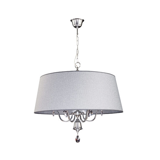 Candelabru modern cristale abajur textil gri 6xE27/60W Egida 1605 Jupiter