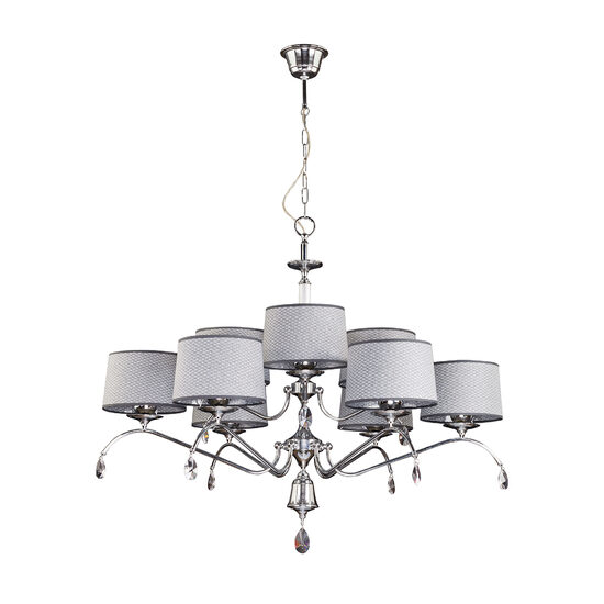 Candelabru modern cristale abajururi textile gri 9xE27/60W Egida 1606 Jupiter