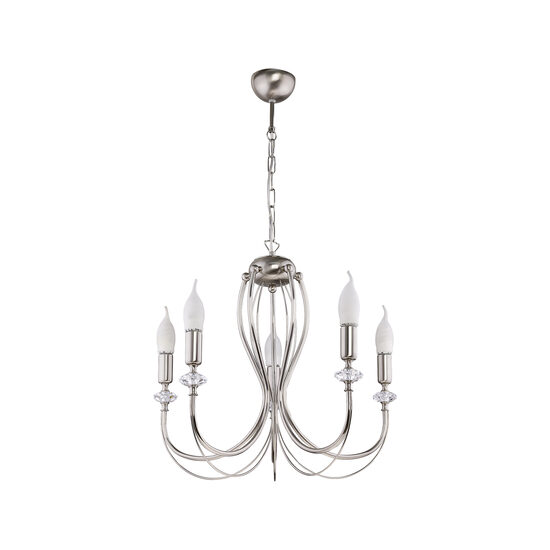 Candelabru clasic finisat nichel detalii cristal 5xE14/40W Melody 1615 Jupiter