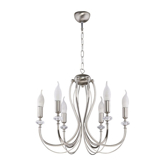 Candelabru clasic finisat nichel detalii cristal 6xE14/40W Melody 1616 Jupiter