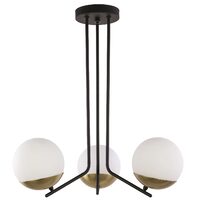 Lustra moderna neagra+alama abajururi sticla opal 3xE14/40W Santa 1719 Jupiter