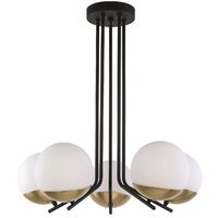 Lustra moderna neagra+alama abajururi sticla opal 5xE14/40W Santa 1720 Jupiter
