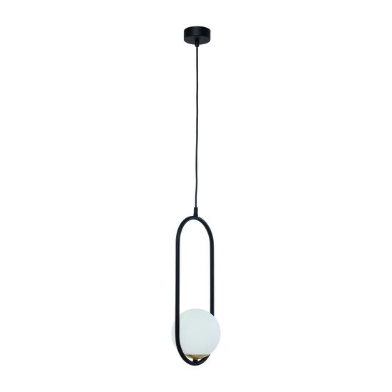 Lustra moderna geometrica neagra abajur sticla opal 1xE14/40W Igon 1726 Jupiter