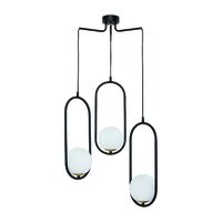 Lustra moderna geometrica neagra abajur sticla opal 3xE14/40W Igon 1727 Jupiter