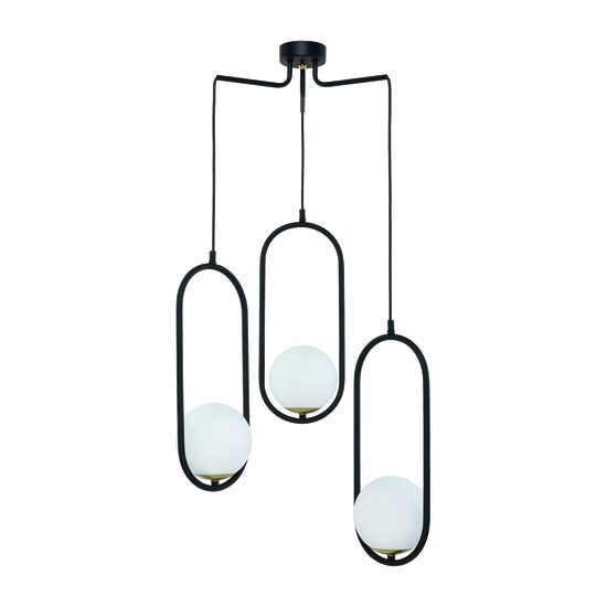 Lustra moderna geometrica neagra abajur sticla opal 3xE14/40W Igon 1727 Jupiter