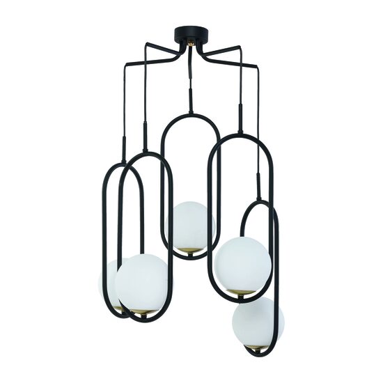 Lustra moderna geometrica neagra abajur sticla opal 5xE14/40W Igon 1728 Jupiter