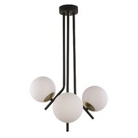 Lustra moderna neagra+alama abajururi sticla opal 3xE14/40W Tim 1732 Jupiter