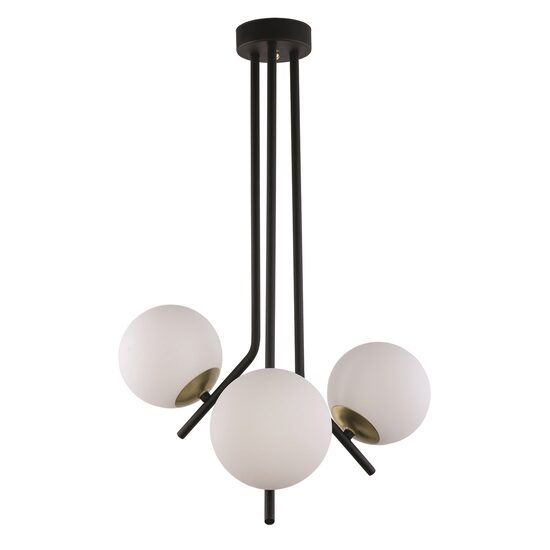 Lustra moderna neagra+alama abajururi sticla opal 3xE14/40W Tim 1732 Jupiter