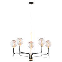 Lustra moderna neagra+alama abajururi sticla 5xG9/60W Eris 1886 Jupiter