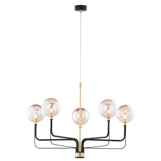 Lustra moderna neagra+alama abajururi sticla 5xG9/60W Eris 1886 Jupiter