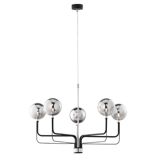 Lustra moderna neagra+nichel abajururi sticla 5xG9/60W Eris 1888 Jupiter