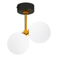 Aplica moderna geometrica neagra-aurie abajururi sticla opal 2xG9/60W Luna 1919 Jupiter