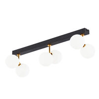 Plafoniera moderna geometrica neagra-aurie abajururi sticla opal 6xG9/60W Luna 1920 Jupiter