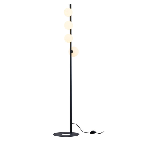 Lampadar modern neagra eleganta abajururi sticla opal 4xG9/60W Taida 1929 Jupiter
