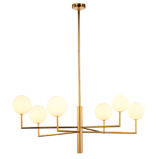Candelabru modern alama abajururi sticla opal 6xG9/60W Feme 1930 Jupiter