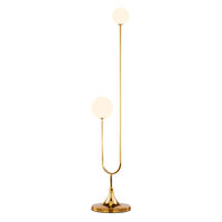 Lampadar modern geometric auriu abajururi sticla opal 2xG9/60W Selen 1945 Jupiter