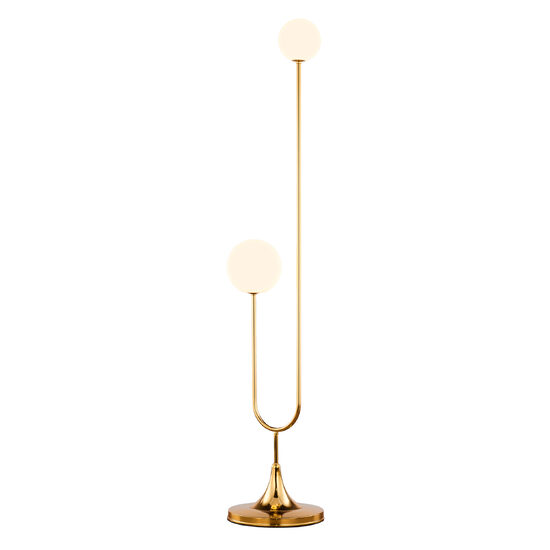 Lampadar modern geometric auriu abajururi sticla opal 2xG9/60W Selen 1945 Jupiter