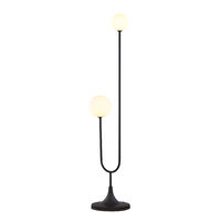 Lampadar modern geometric negru abajururi sticla opal 2xG9/60W Selen 1951 Jupiter