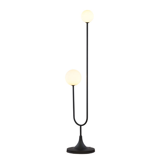 Lampadar modern geometric negru abajururi sticla opal 2xG9/60W Selen 1951 Jupiter
