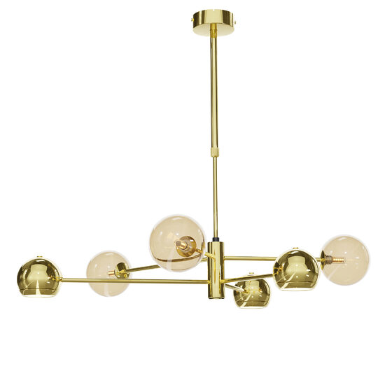 Candelabru modern auriu abajururi champagne 3xG9/60W si 3xGU10/60W Moka 1963 Jupiter