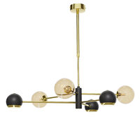 Candelabru modern auriu abajururi champagne 3xG9/60W si 3xGU10/60W Moka 1966 Jupiter