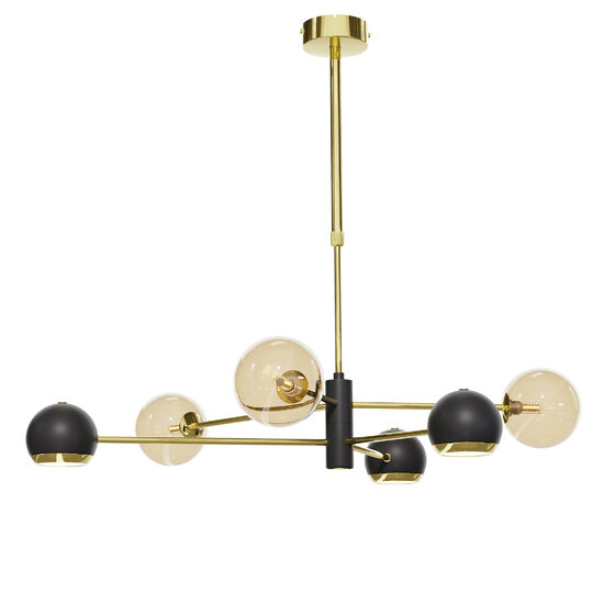 Candelabru modern auriu abajururi champagne 3xG9/60W si 3xGU10/60W Moka 1966 Jupiter