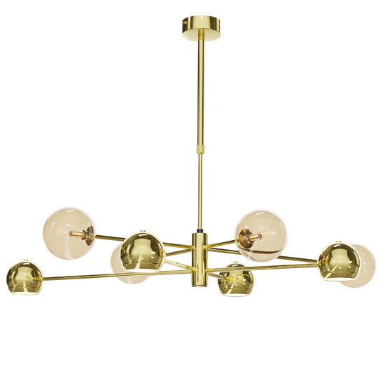 Candelabru modern auriu abajururi champagne 4xG9/60W si 4xGU10/60W Moka 1969 Jupiter