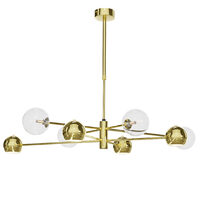 Candelabru modern auriu abajururi transparente 4xG9/60W si 4xGU10/60W Moka 1970 Jupiter