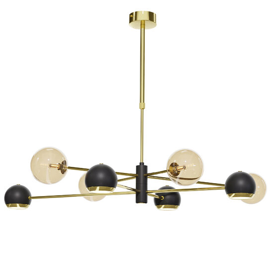 Candelabru modern auriu abajururi champagne 4xG9/60W si 4xGU10/60W Moka 1972 Jupiter