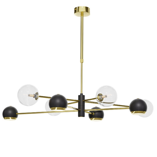 Candelabru modern auriu abajururi transparente 4xG9/60W si 4xGU10/60W Moka 1973 Jupiter