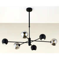 Candelabru modern negru abajururi fumurii 3xG9/60W si 3xGU10/60W Moka 1974 Jupiter
