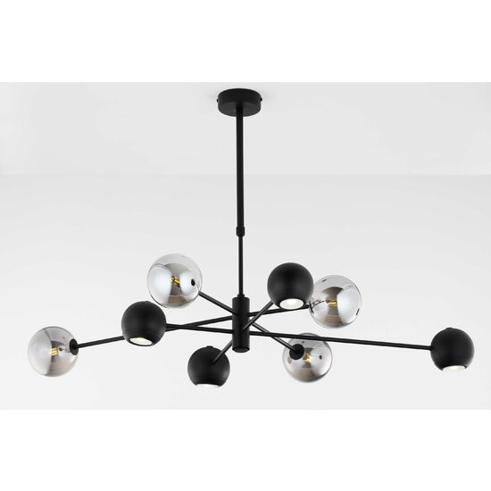 Candelabru modern negru abajururi fumurii 4xG9/60W si 4xGU10/60W Moka 1975 Jupiter
