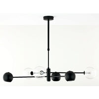 Candelabru modern negru abajururi transparente 3xG9/60W si 3xGU10/60W Moka 1995 Jupiter