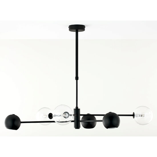 Candelabru modern negru abajururi transparente 3xG9/60W si 3xGU10/60W Moka 1995 Jupiter