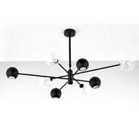 Candelabru modern negru abajururi transparente 4xG9/60W si 4xGU10/60W Moka 1996 Jupiter