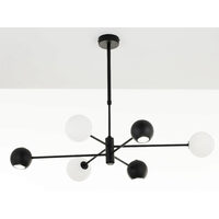 Candelabru modern negru abajururi sticla opal 3xG9/60W si 3xGU10/60W Moka 1997 Jupiter