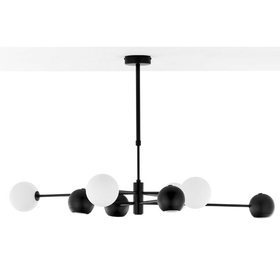 Candelabru modern negru abajururi sticla opal 4xG9/60W si 4xGU10/60W Moka 1998 Jupiter