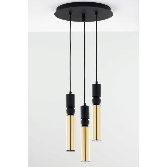 Lustra moderna neagra-aurie detalii sferice negre 3xGU10/60W Alas 2016 Jupiter