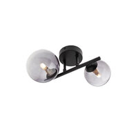 Aplica/Plafoniera moderna negru mat abajururi sticla fumurie 2xG9/8W, Astra 01-3987 Smarter