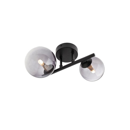 Aplica/Plafoniera moderna negru mat abajururi sticla fumurie 2xG9/8W, Astra 01-3987 Smarter