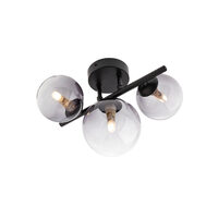 Aplica/Plafoniera moderna negru mat abajururi sticla fumurie 3xG9/8W, Astra 01-3988 Smarter 