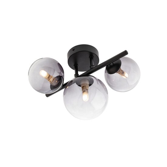 Aplica/Plafoniera moderna negru mat abajururi sticla fumurie 3xG9/8W, Astra 01-3988 Smarter 